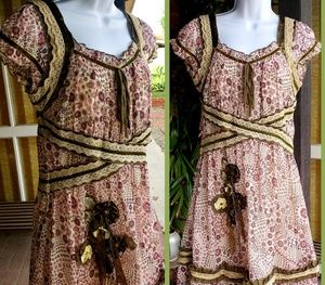 Flair Collection Velvet Lace Embelished Dress Med